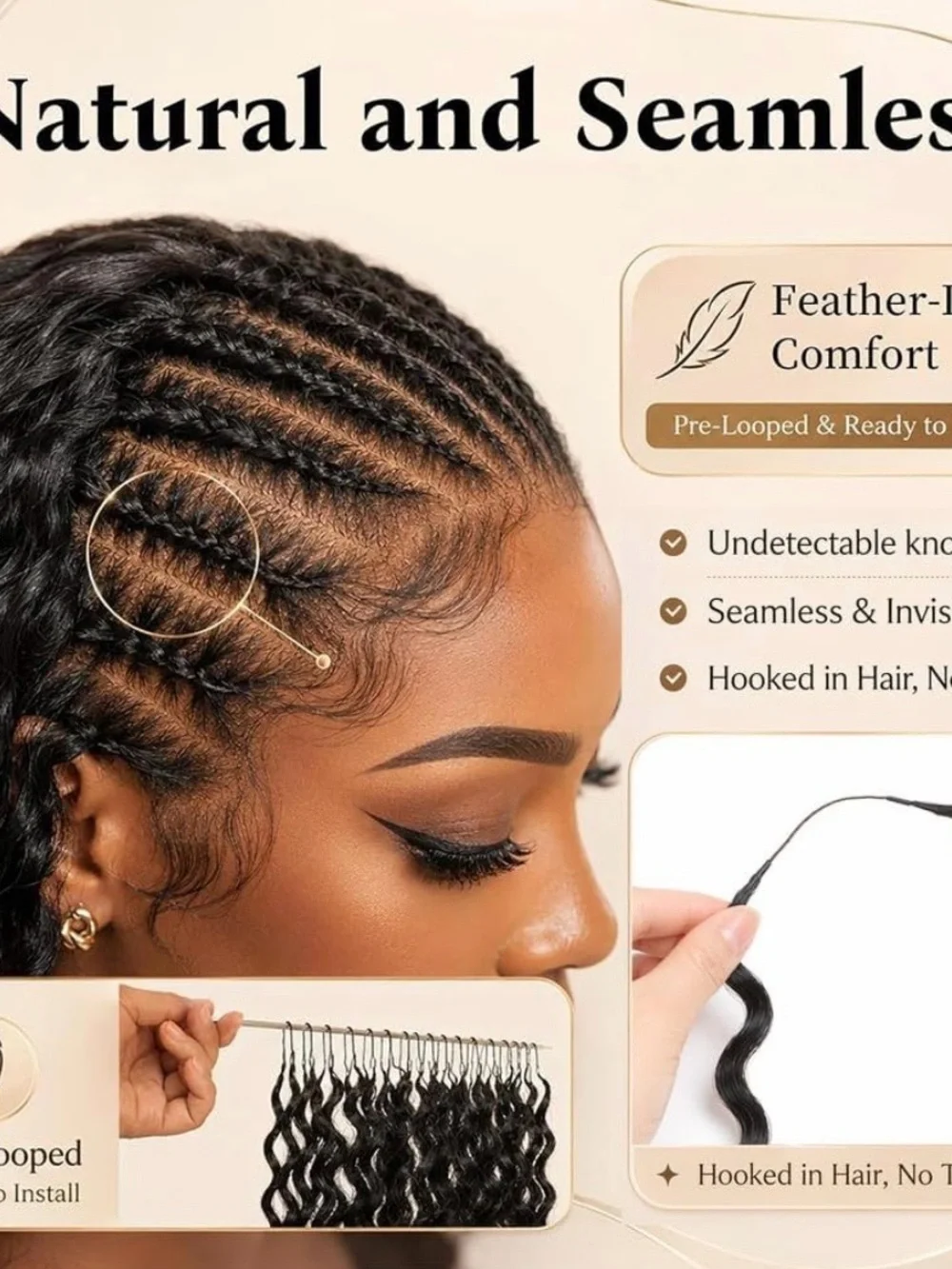 Natural Black Deep Wave Clip-In Extensions for Women